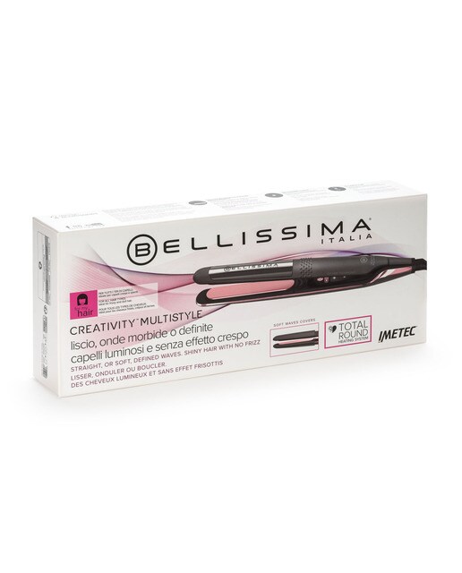 Plancha de pelo Bellissima Creativity multistyle con cerámica diamond y queratina Gris / Rosa-9