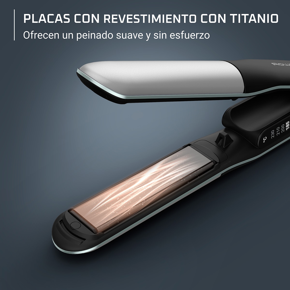 Plancha de pelo y rizador Rowenta Thermostyle 2 en 1, con revestimiento de Titanio Negro-3