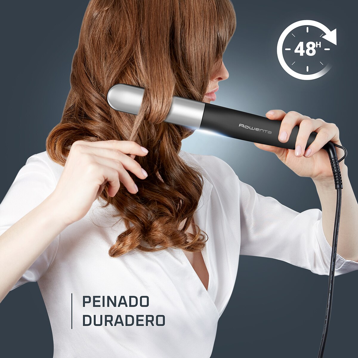 Plancha de pelo y rizador Rowenta Thermostyle 2 en 1, con revestimiento de Titanio Negro-5