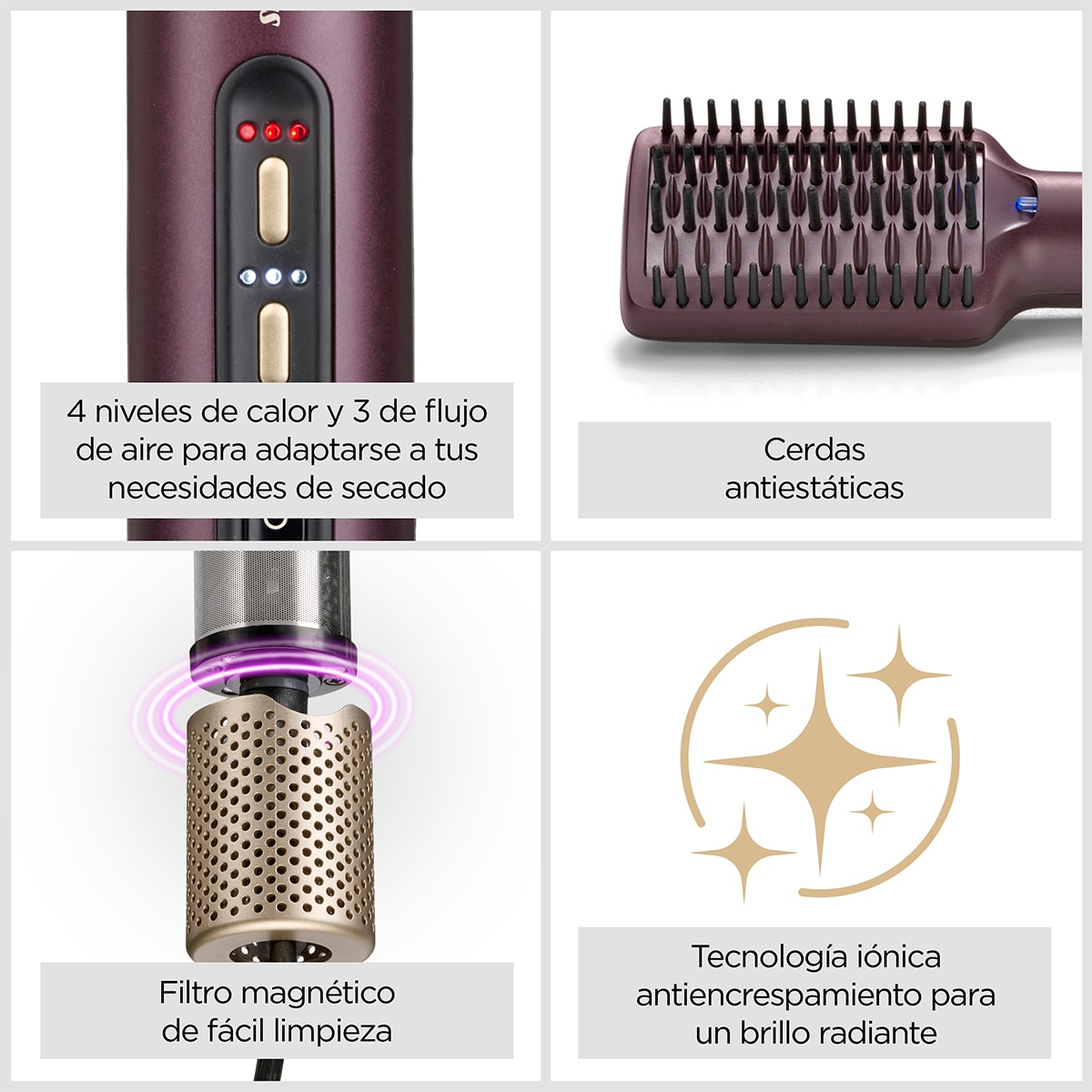Cepillo alisador BaByliss Air Power Smooth con modo Ultra-Care Dorado-4
