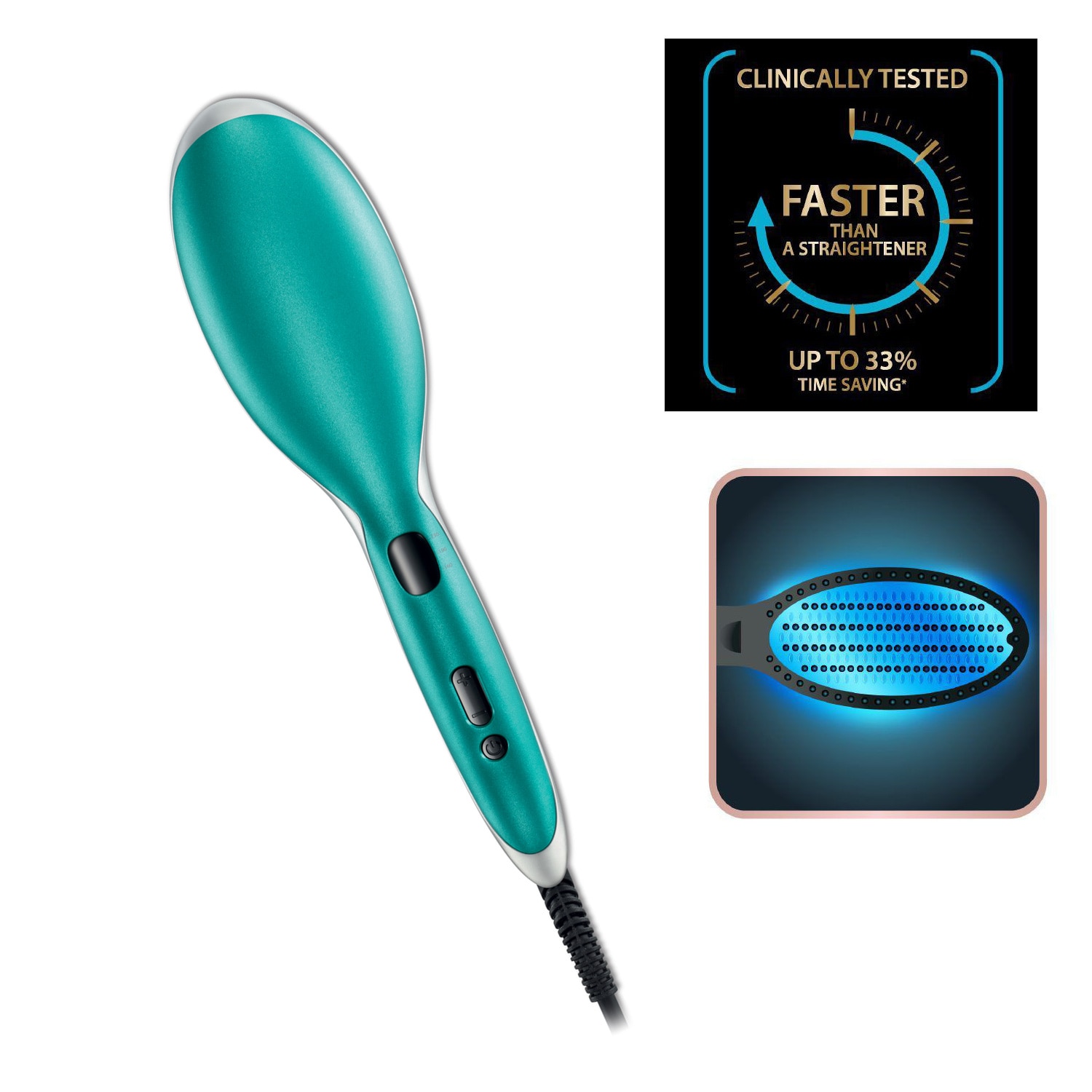 Cepillo alisador Rowenta Power Straight CF5820 generador iones Turquesa-6