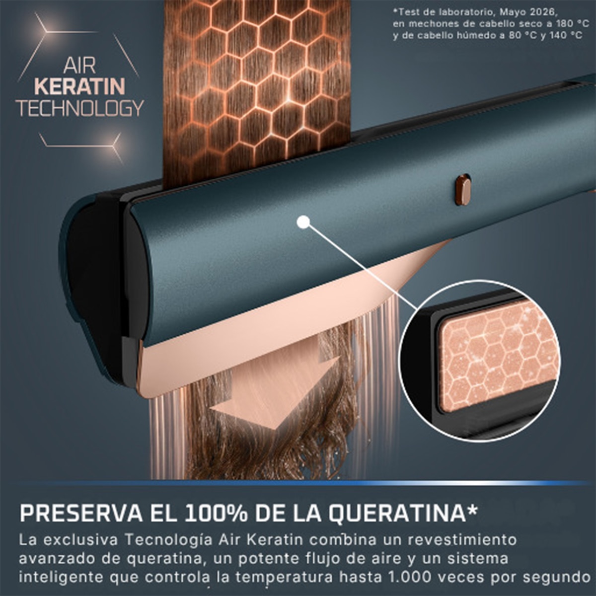 Plancha de Pelo con Secador Rowenta Air KeraStraight Ultimate Experience SF9A20 Seca y Alisa - Azul Azul-3