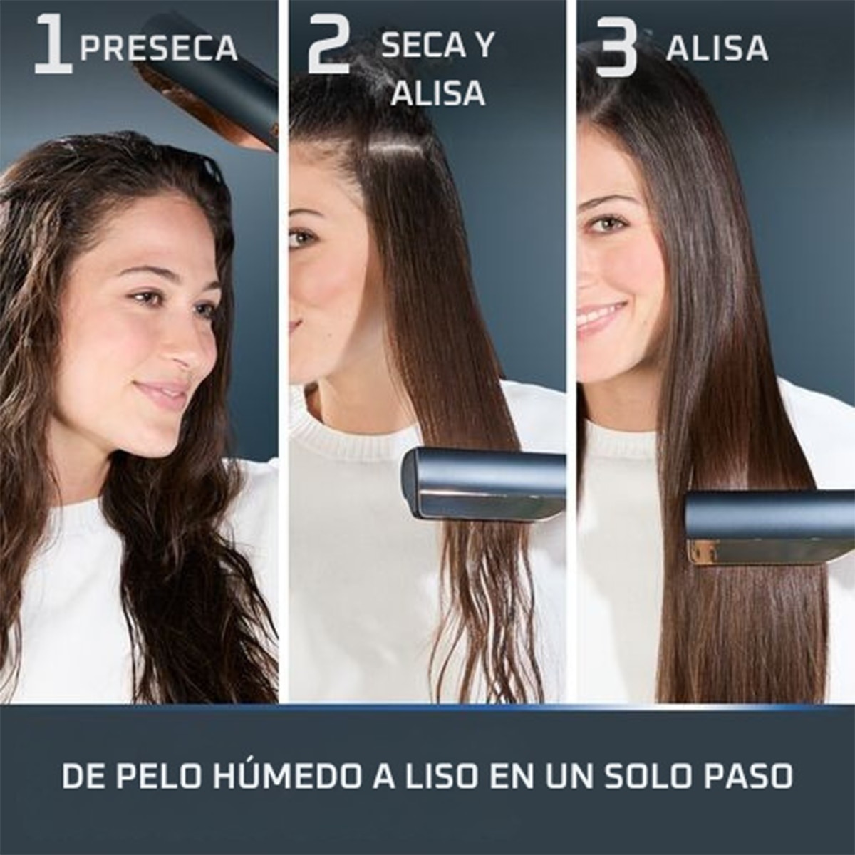 Plancha de Pelo con Secador Rowenta Air KeraStraight Ultimate Experience SF9A20 Seca y Alisa - Azul Azul-4