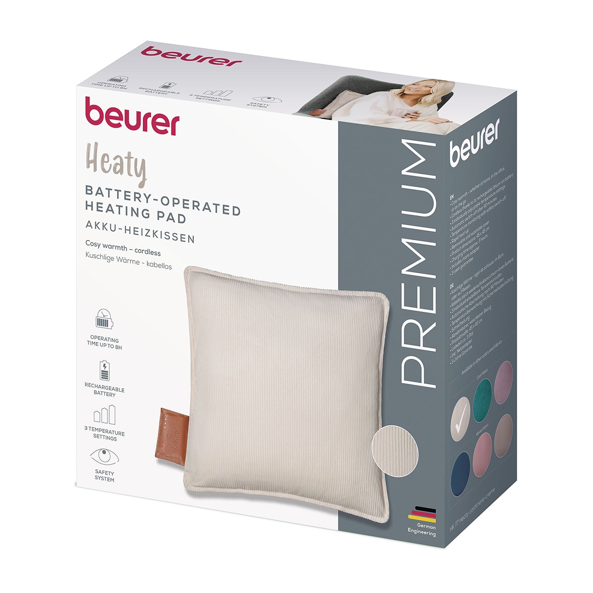 Cojín eléctrico de calor Beurer con 3 niveles de temperatura HK-77 Crema-9