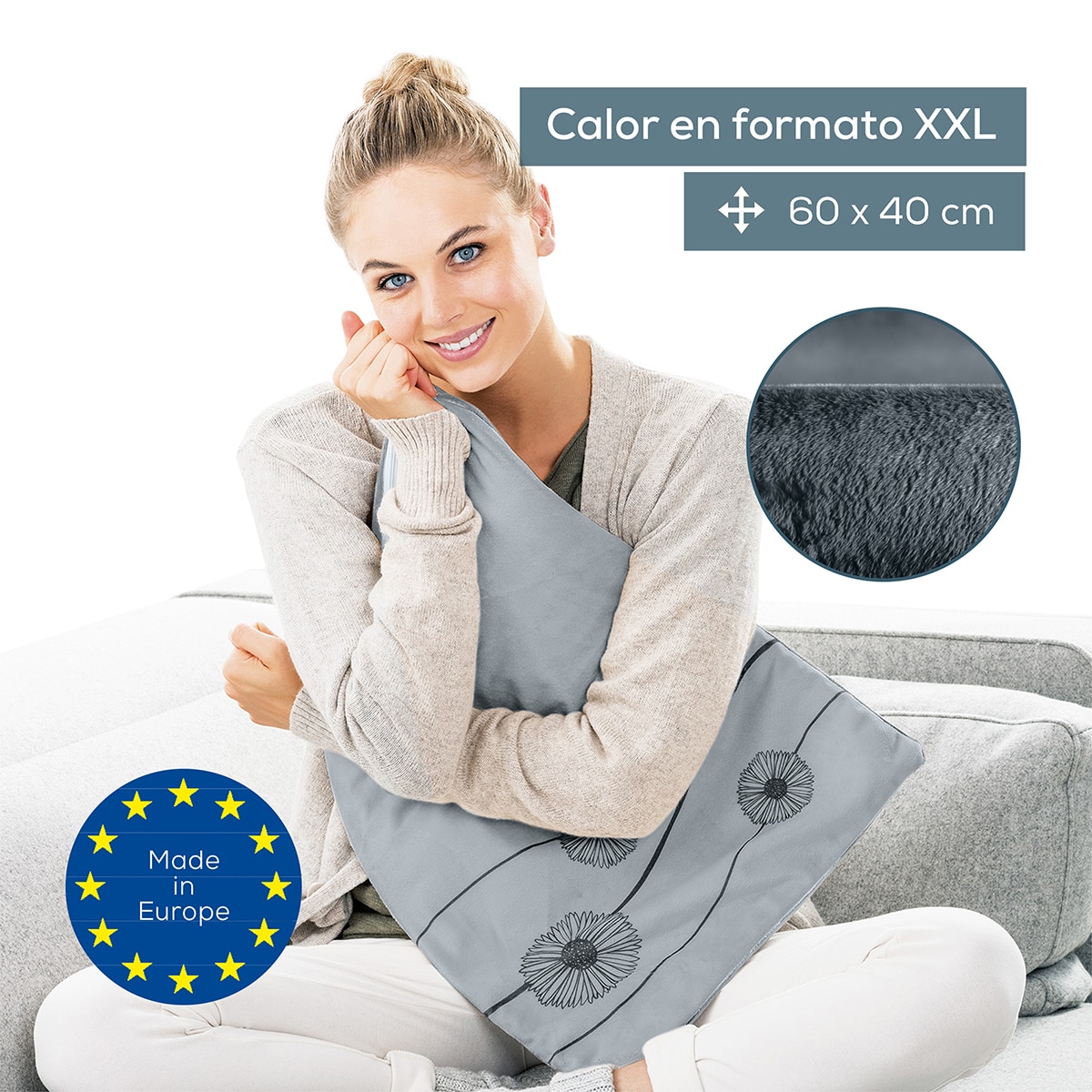 Almohadilla eéctrica Buerer tacto suave HK-125XXL - Gris marengo Gris marengo-3