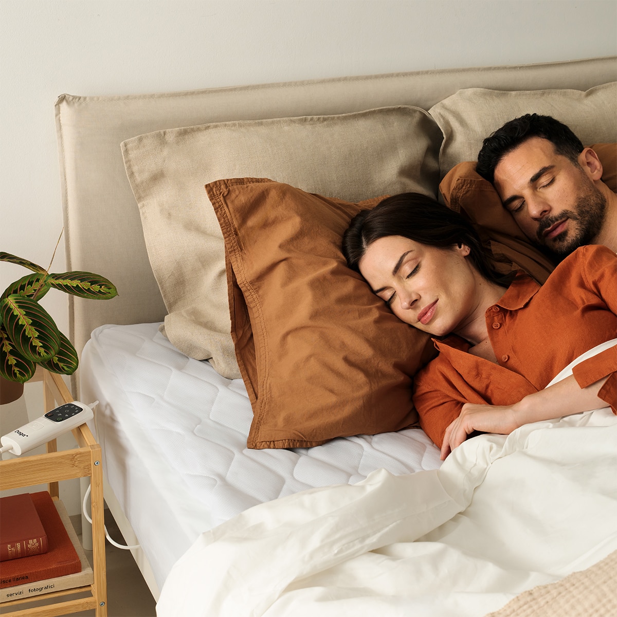 Cubrecolchón antialérgico Daga sueño cálido matrimonio con 6 niveles de temperatura Blanco-2