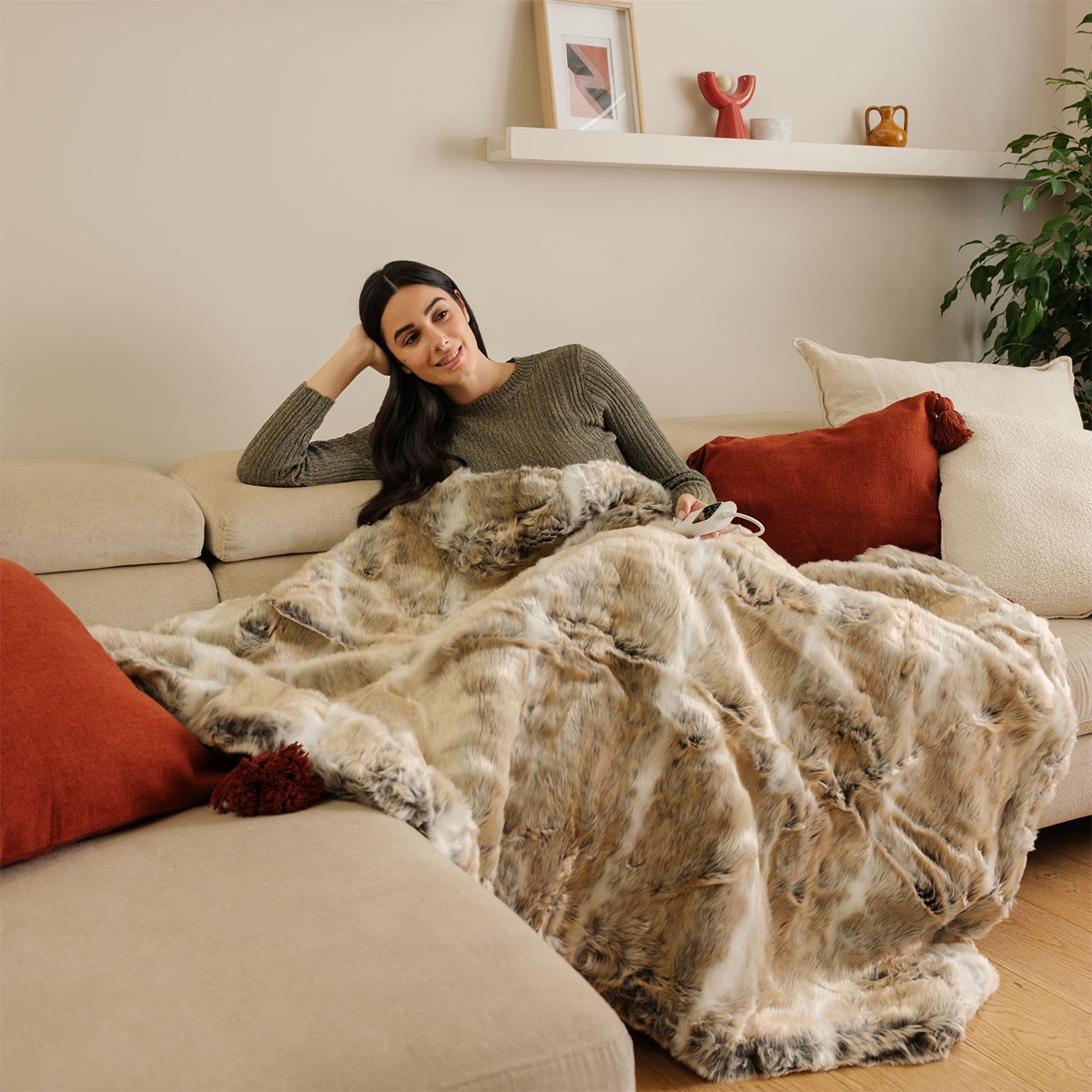 Manta eléctrica Daga relax suave lujo con 6 niveles de temperatura Beige-3