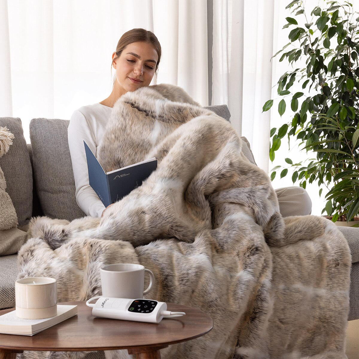 Manta eléctrica Daga relax suave lujo con 6 niveles de temperatura Beige-4