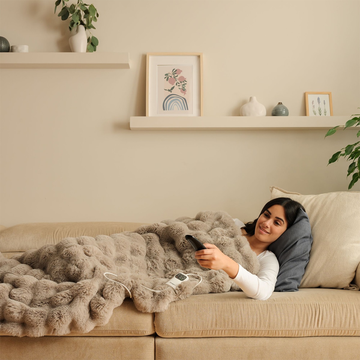Manta eléctrica Daga relax suave nube con 6 niveles de temperatura Marrón-5