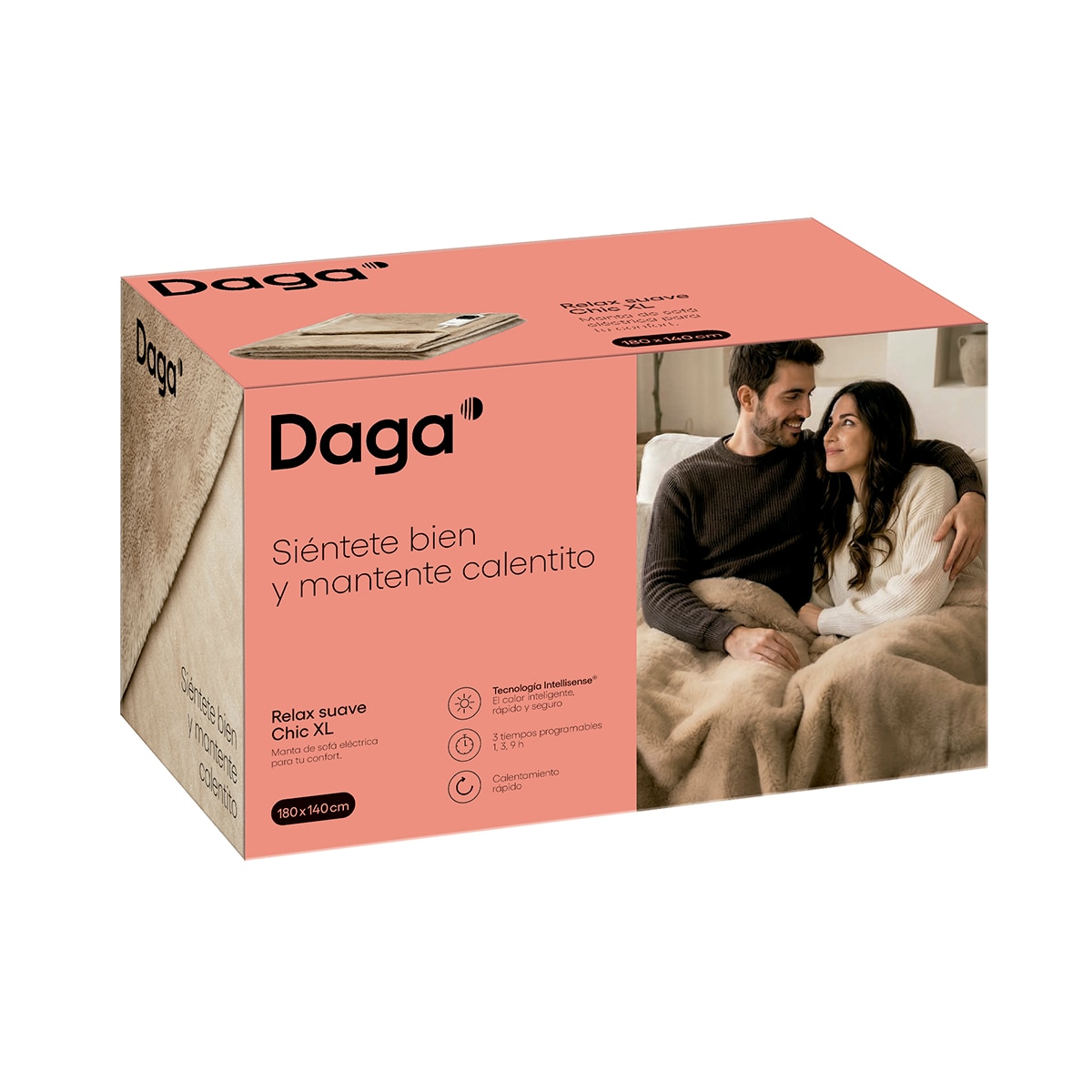 Manta eléctrica Daga Relax Suave Chic XL 180x140 - Marrón Marrón-6