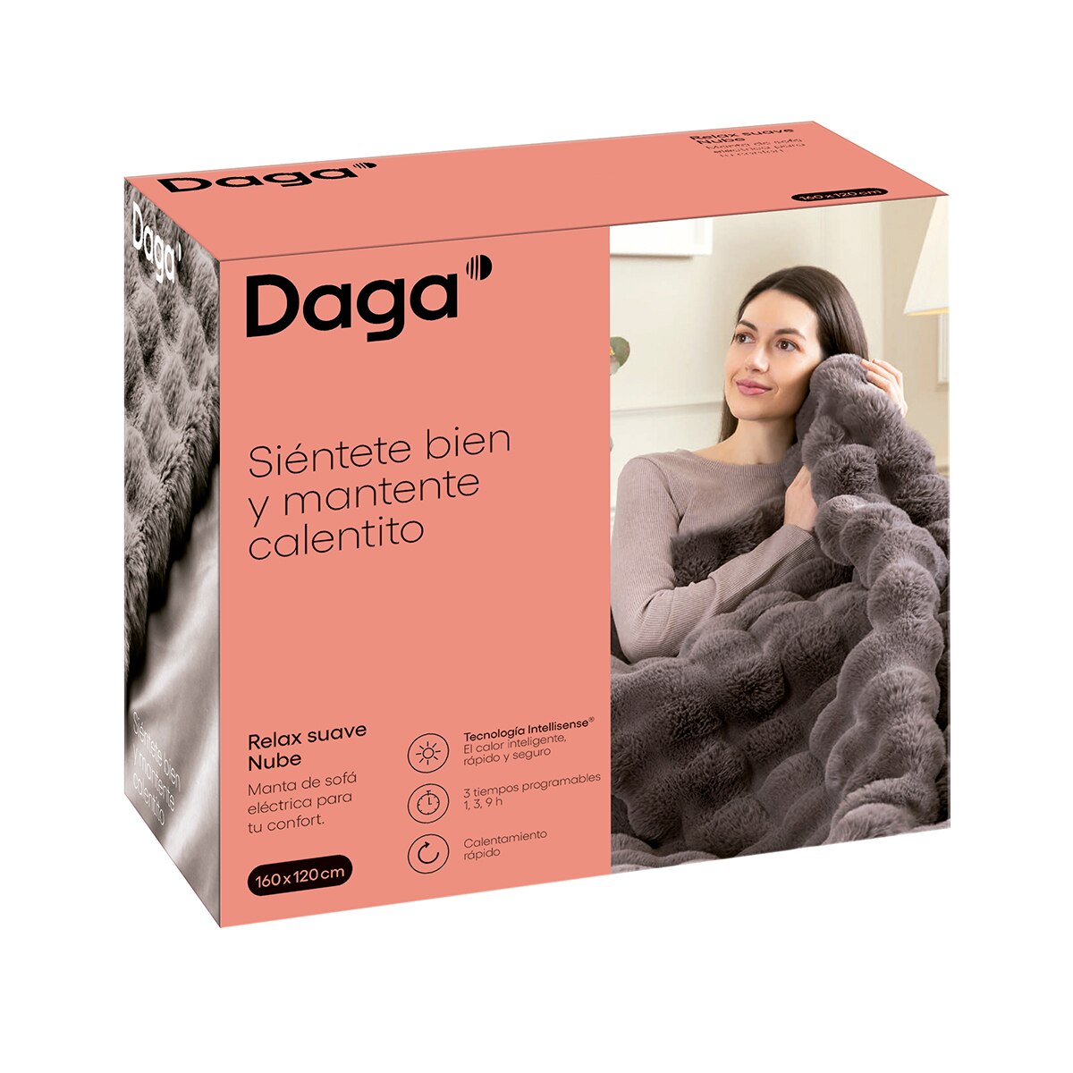Manta eléctrica Daga Relax Suave Nube 160x120 - Gris oscuro Gris oscuro-7