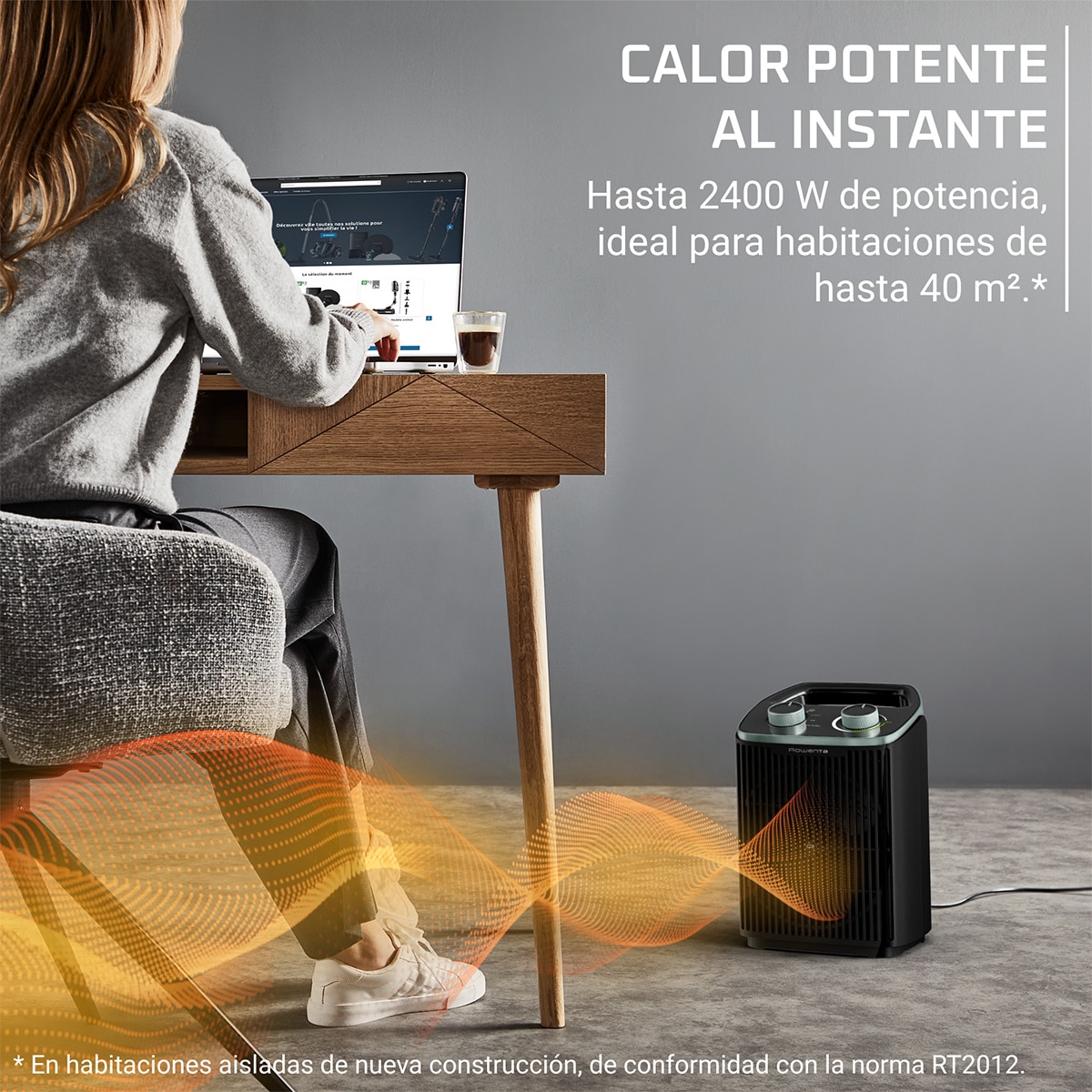 Imagen 3 de Termoventilador Rowenta Intense Comfort SO2360, 3 Niveles, Termostato, 29 dB(A) - Negro Negro