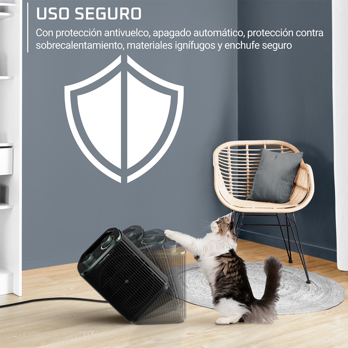 Imagen 6 de Termoventilador Rowenta Intense Comfort SO2360, 3 Niveles, Termostato, 29 dB(A) - Negro Negro