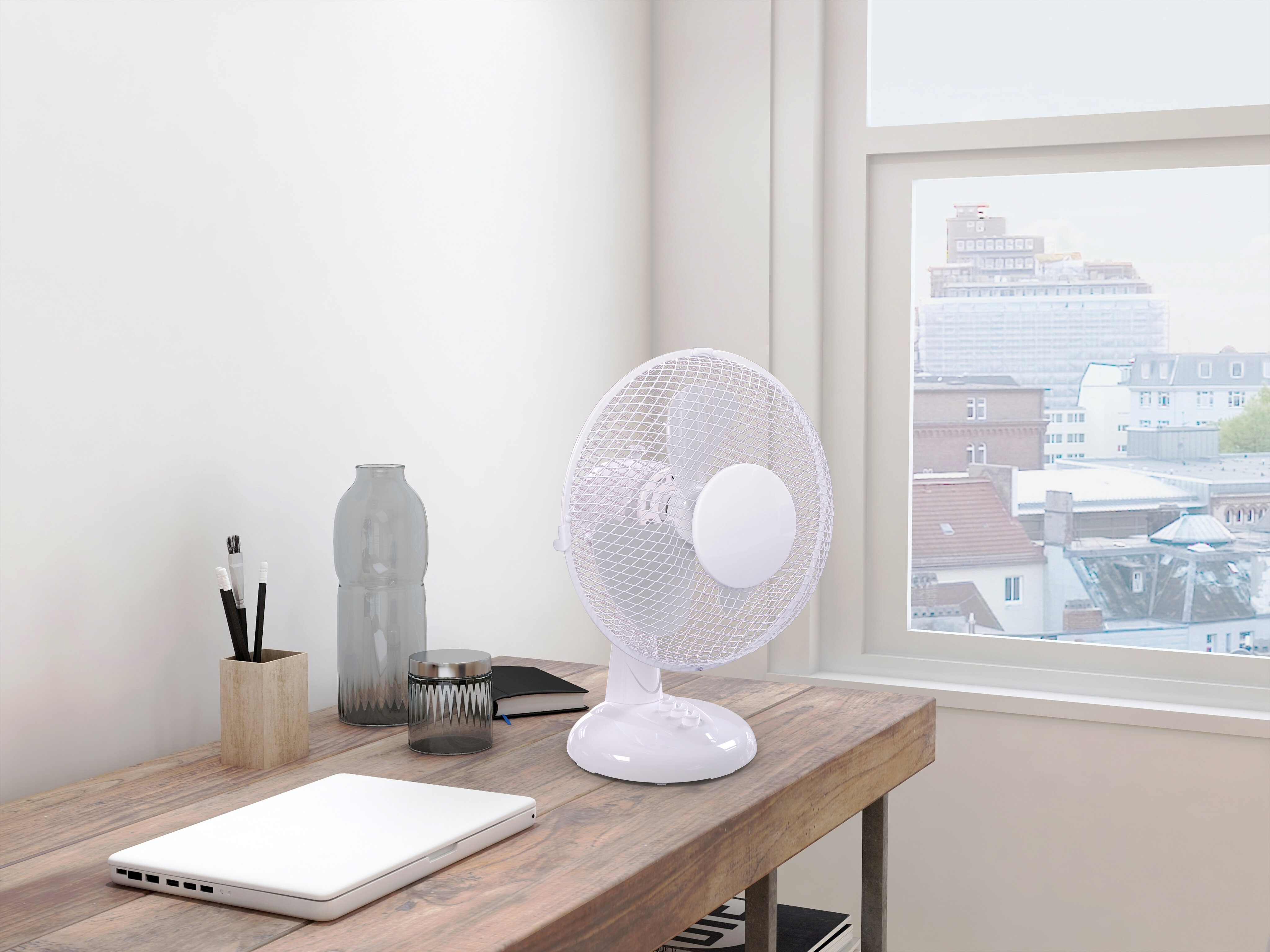 Ventoinha de Mesa El Corte Inglés RT-23N Oscilante Branco-2