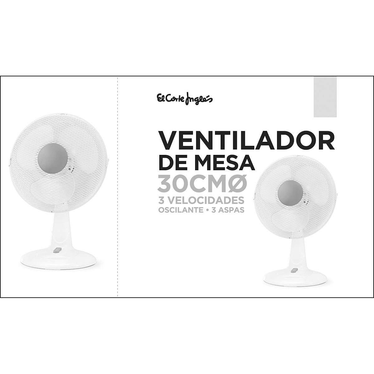 Ventilador de mesa El Corte Inglés RT-30N 30 cm Blanco-3