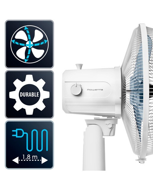 Ventilador de mesa Rowenta Essential 30 VU2330 potente y compacto Blanco-7
