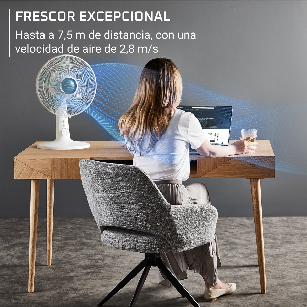 Ventilador de mesa Rowenta,Turbo Silence Extreme 4 velocidades, 2 modos automáticos, VU274 Blanco-3