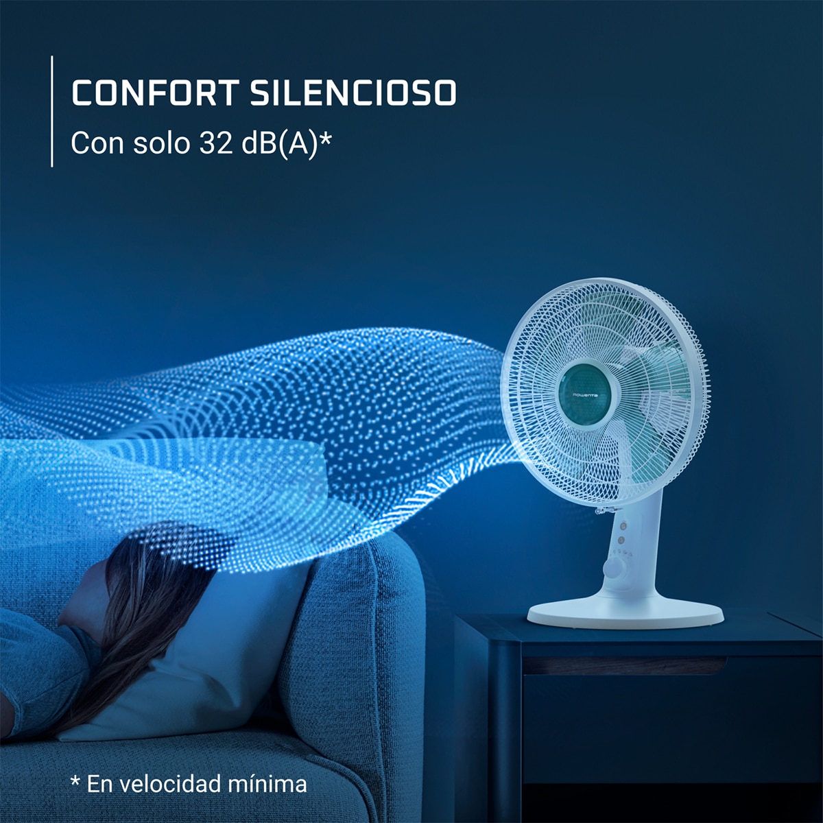 Ventilador de mesa Rowenta,Turbo Silence Extreme 4 velocidades, 2 modos automáticos, VU274 Blanco-5