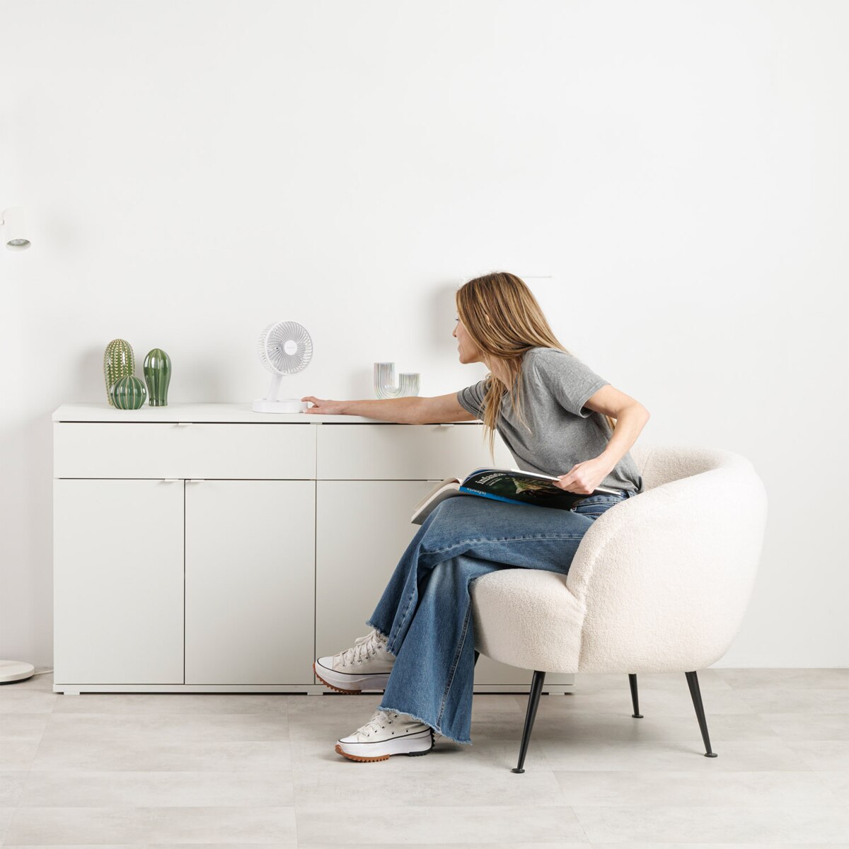 Ventilador de mesa Taurus Air Lite Fold&Go Blanco-3