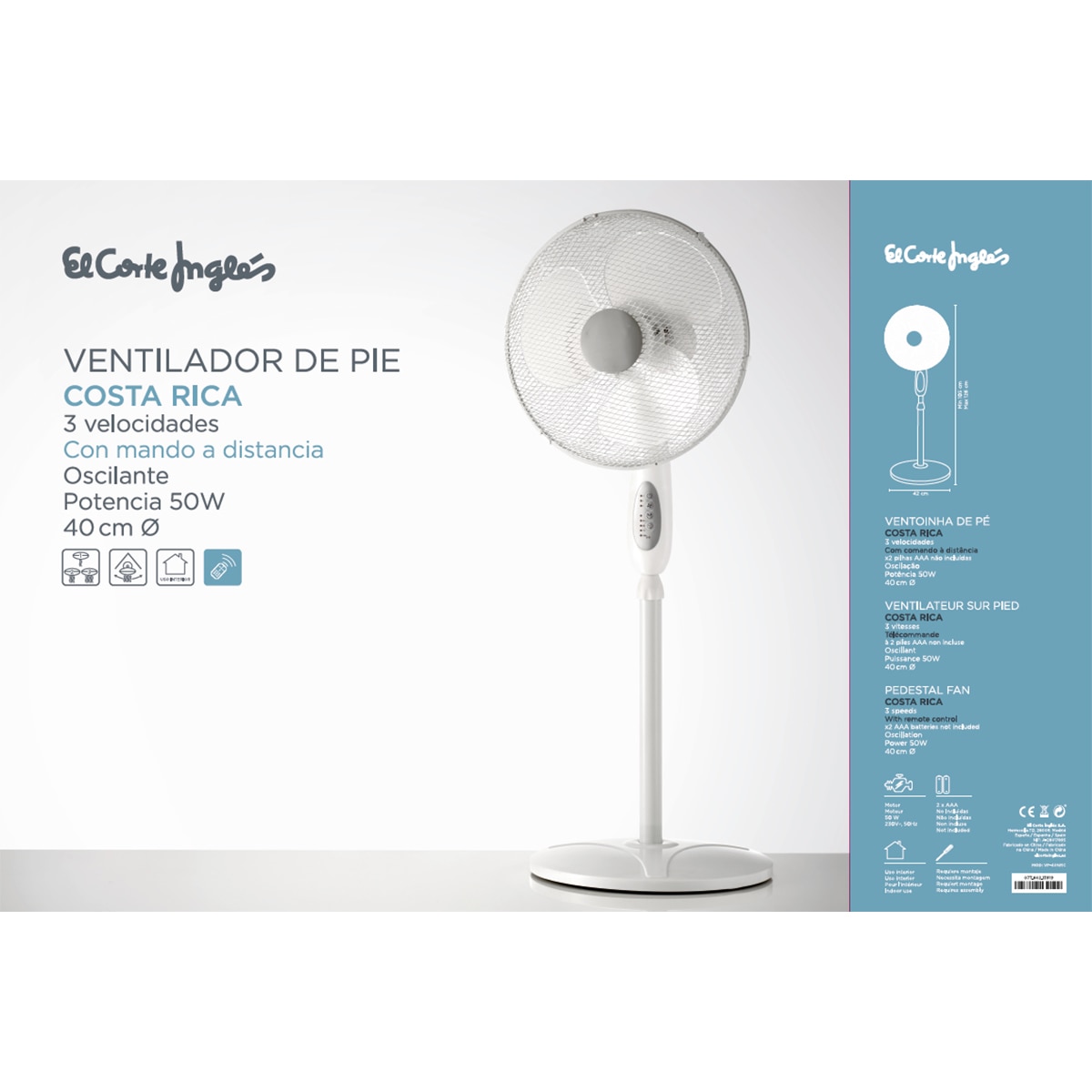 Ventilador de pie El Corte Inglés VP-40NRC con temporizador 7