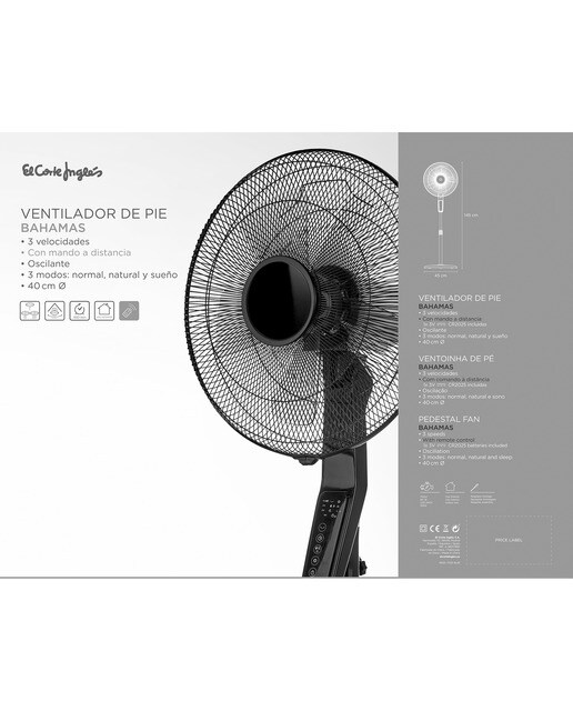 Ventoinha de Pé El Corte Inglés FS01-16AR Bahamas Oscilante de 45 W 5