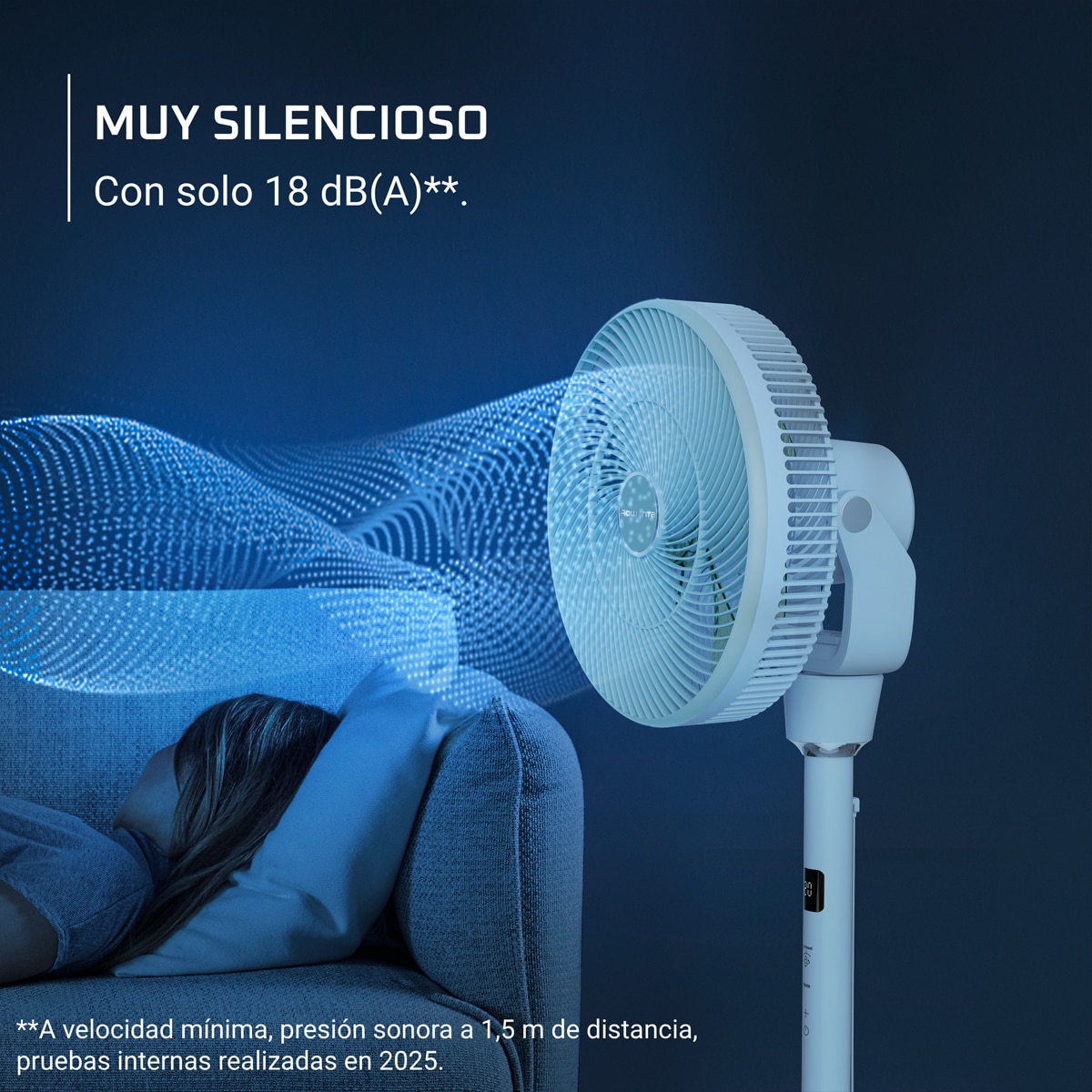 Ventilador de pie Rowenta Nomad QV5050 Turbo Silence Compact 3D Blanco-4