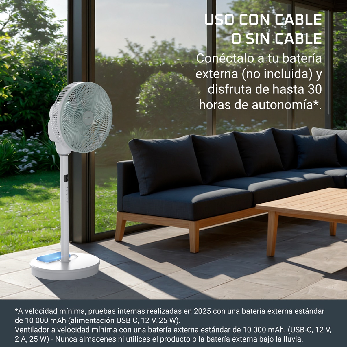 Ventilador de pie Rowenta Nomad QV5050 Turbo Silence Compact 3D Blanco-7