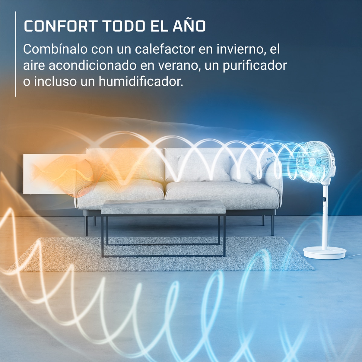 Ventilador de pie Rowenta Nomad QV5050 Turbo Silence Compact 3D Blanco-9