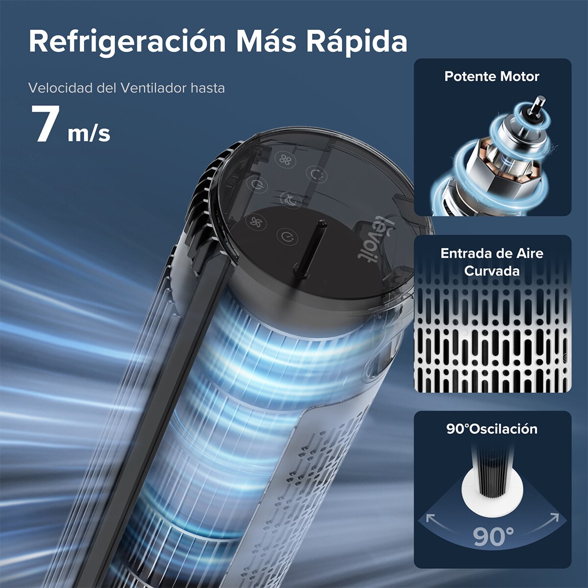 Ventilador de torre Levoit TempSense 36 Pro con tecnología Vortexair Negro-4