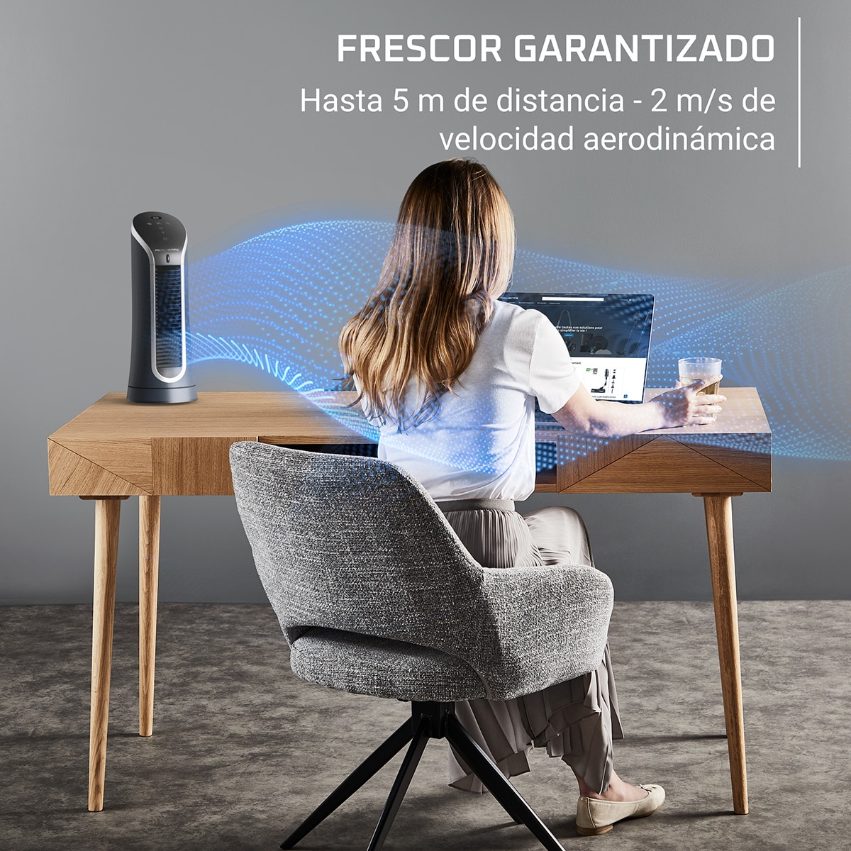 Mini Ventilador de Torre Rowenta Eole Compact, 6 velocidades, 2 modos automáticos,VU6220 Negro-4