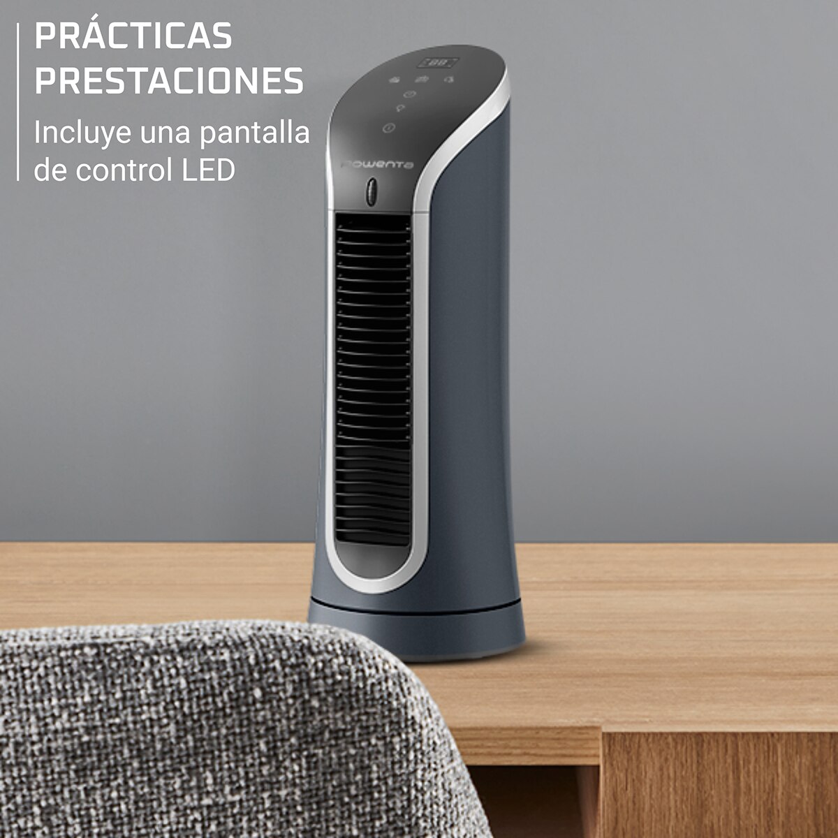 Mini Ventilador de Torre Rowenta Eole Compact, 6 velocidades, 2 modos automáticos,VU6220 Negro-7