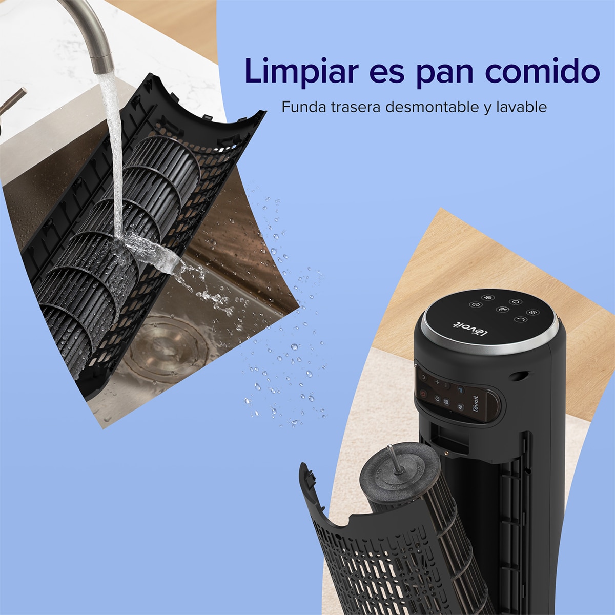Ventilador de torre Levoit Tower Fan 36DC con Tecnología Vortexair Negro-6