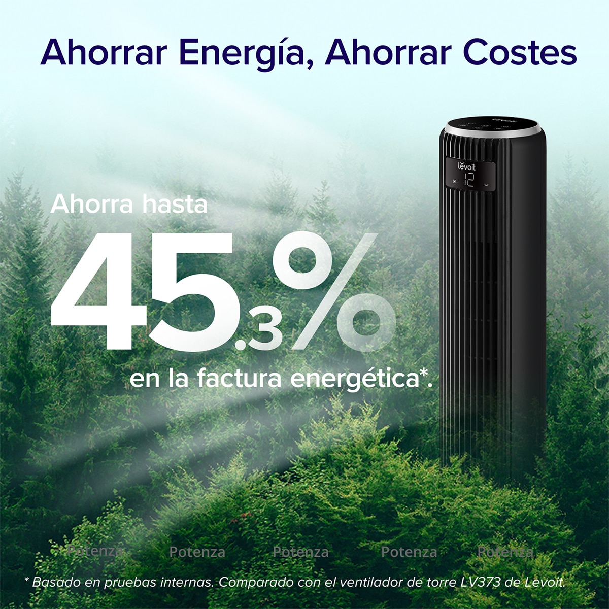 Ventilador de torre Levoit Tower Fan 36DC con Tecnología Vortexair Negro-7
