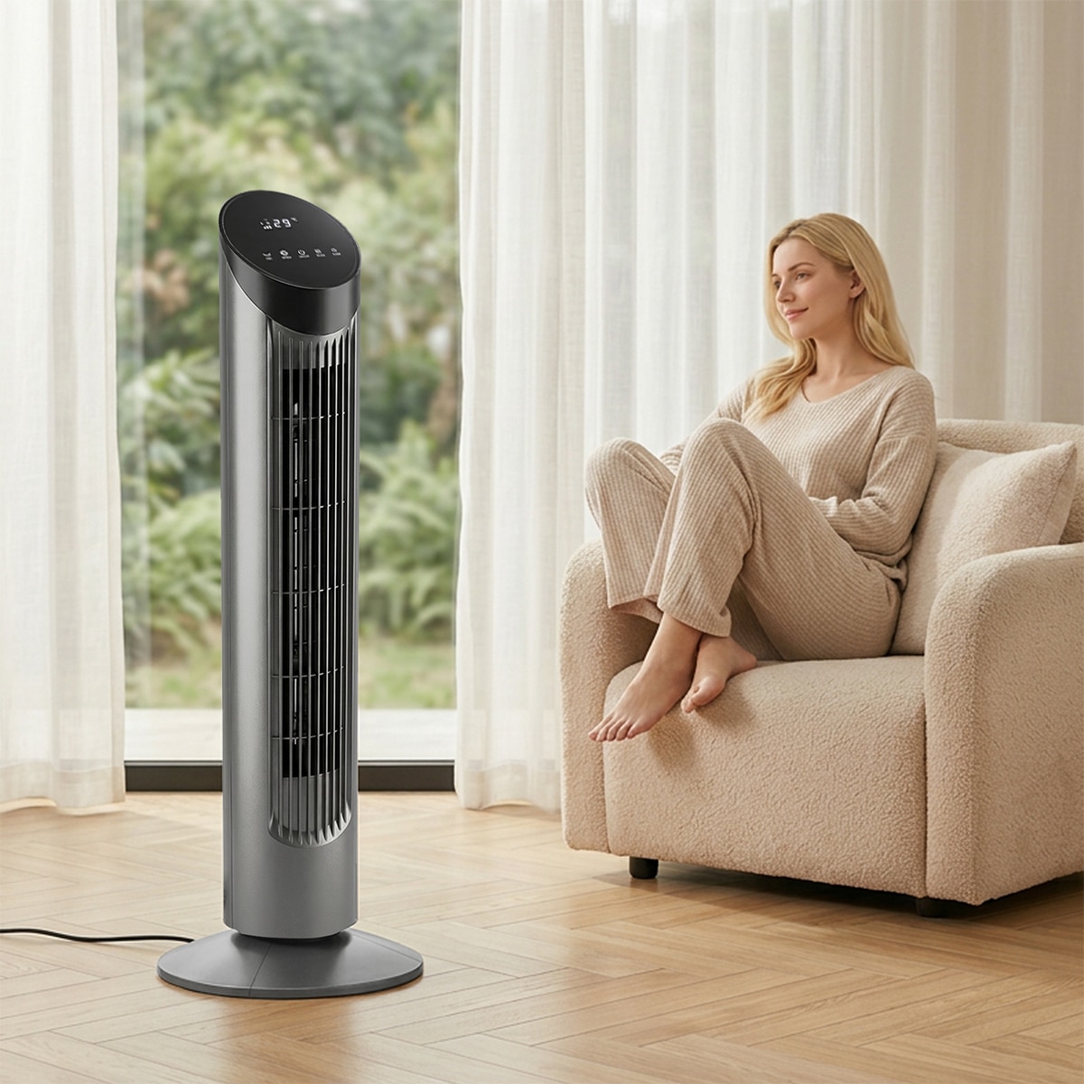 Ventilador de torre El Corte Inglés Punta Cana con 3 velocidades Negro-7