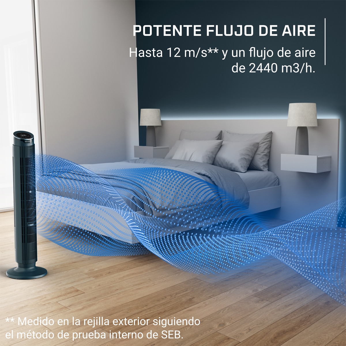 Ventilador de torre Rowenta Eole silence Force VU7050 Difusor de Aromas Azul marino-4