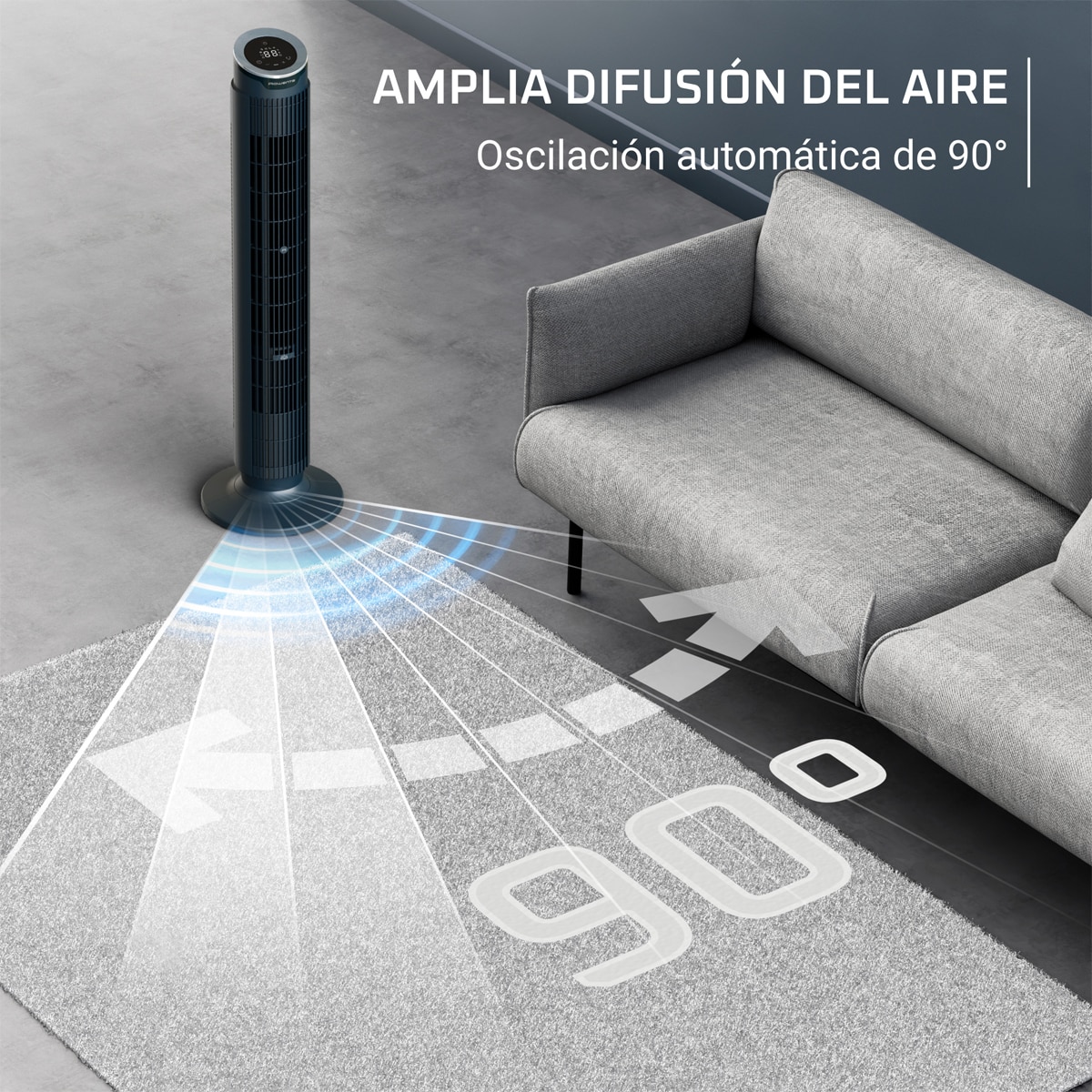 Ventilador de torre Rowenta Eole silence Force VU7050 Difusor de Aromas Azul marino-6