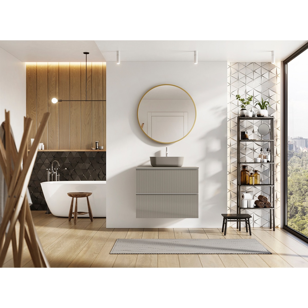 Set de 2 tiradores lisos para mueble de baño Wish Cosmic - Blanco mate 60 cm Blanco mate-4