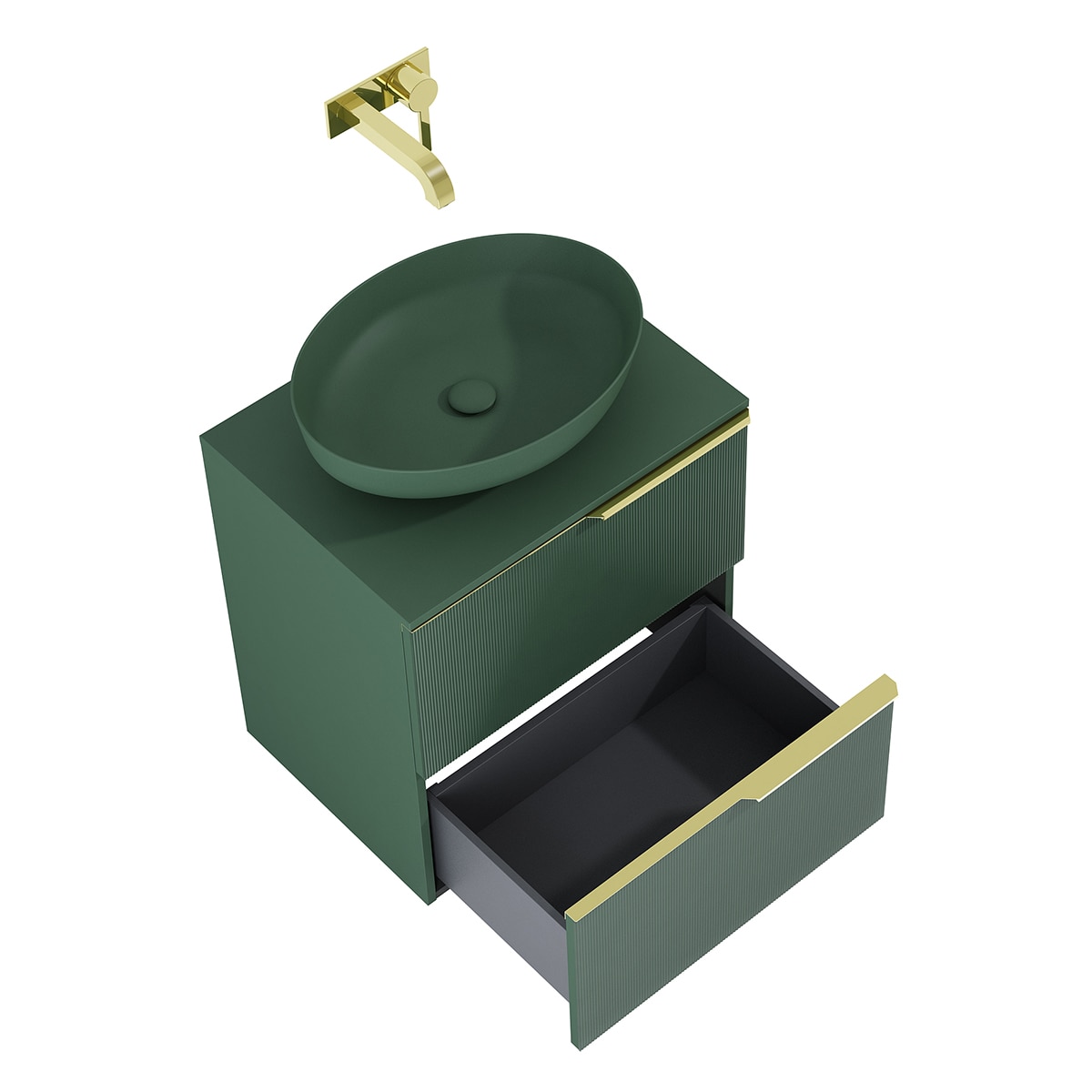 Set de 2 tiradores con forma para mueble de baño Wish Cosmic - Oro brillo 60 cm Oro brillo-2