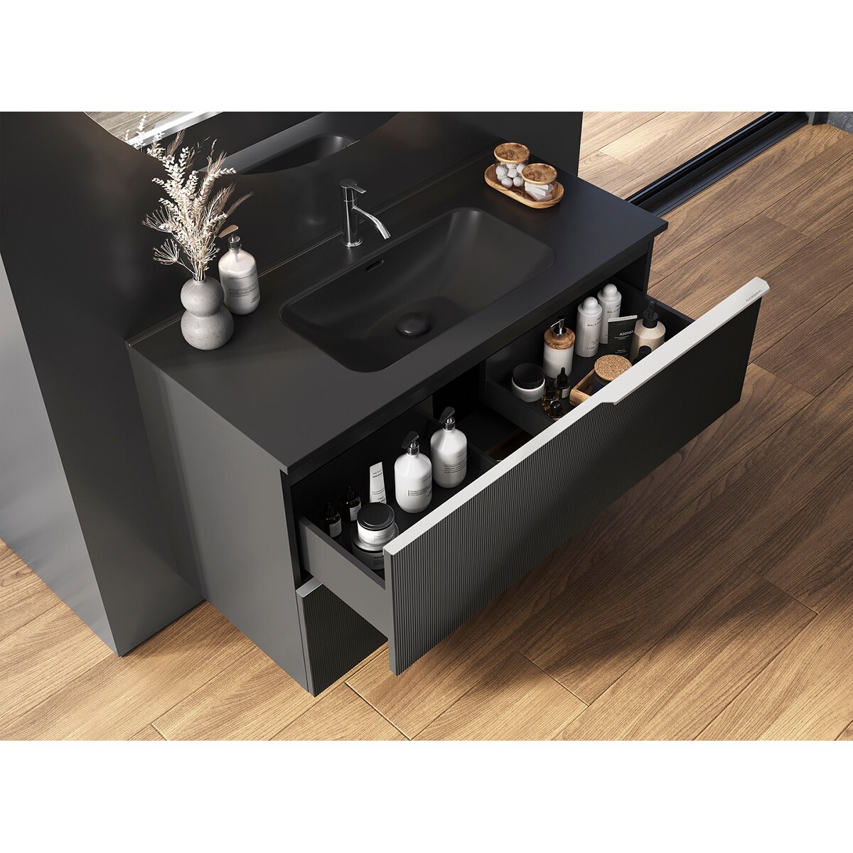 Set de 2 tiradores con forma para mueble de baño Wish Cosmic - Blanco mate 60 cm Blanco mate-2