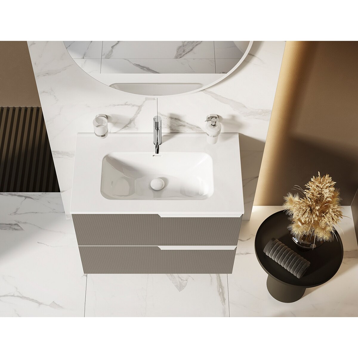 Set de 2 tiradores con forma para mueble de baño Wish Cosmic - Blanco mate 60 cm Blanco mate-3