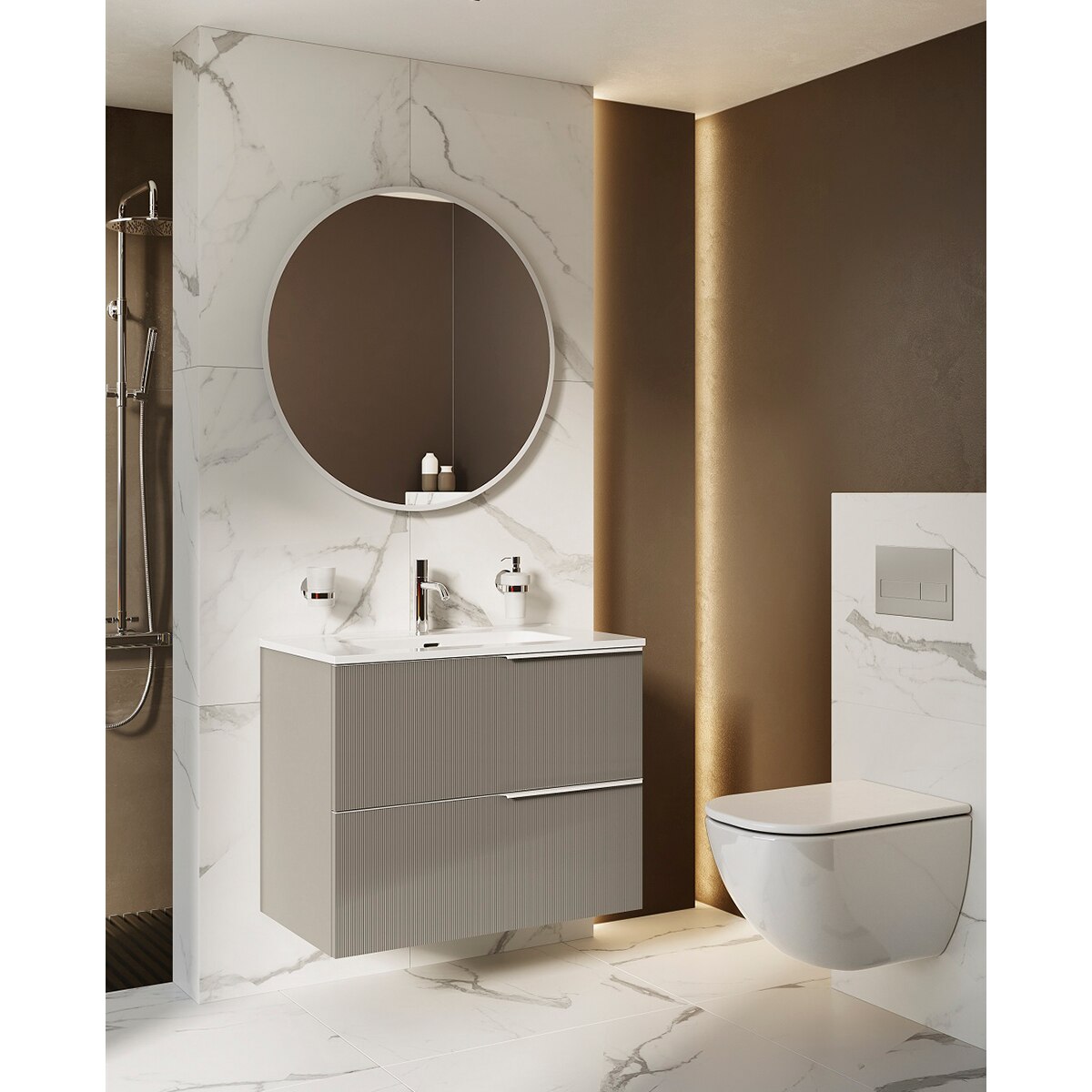 Set de 2 tiradores con forma para mueble de baño Wish Cosmic - Blanco mate 60 cm Blanco mate-4