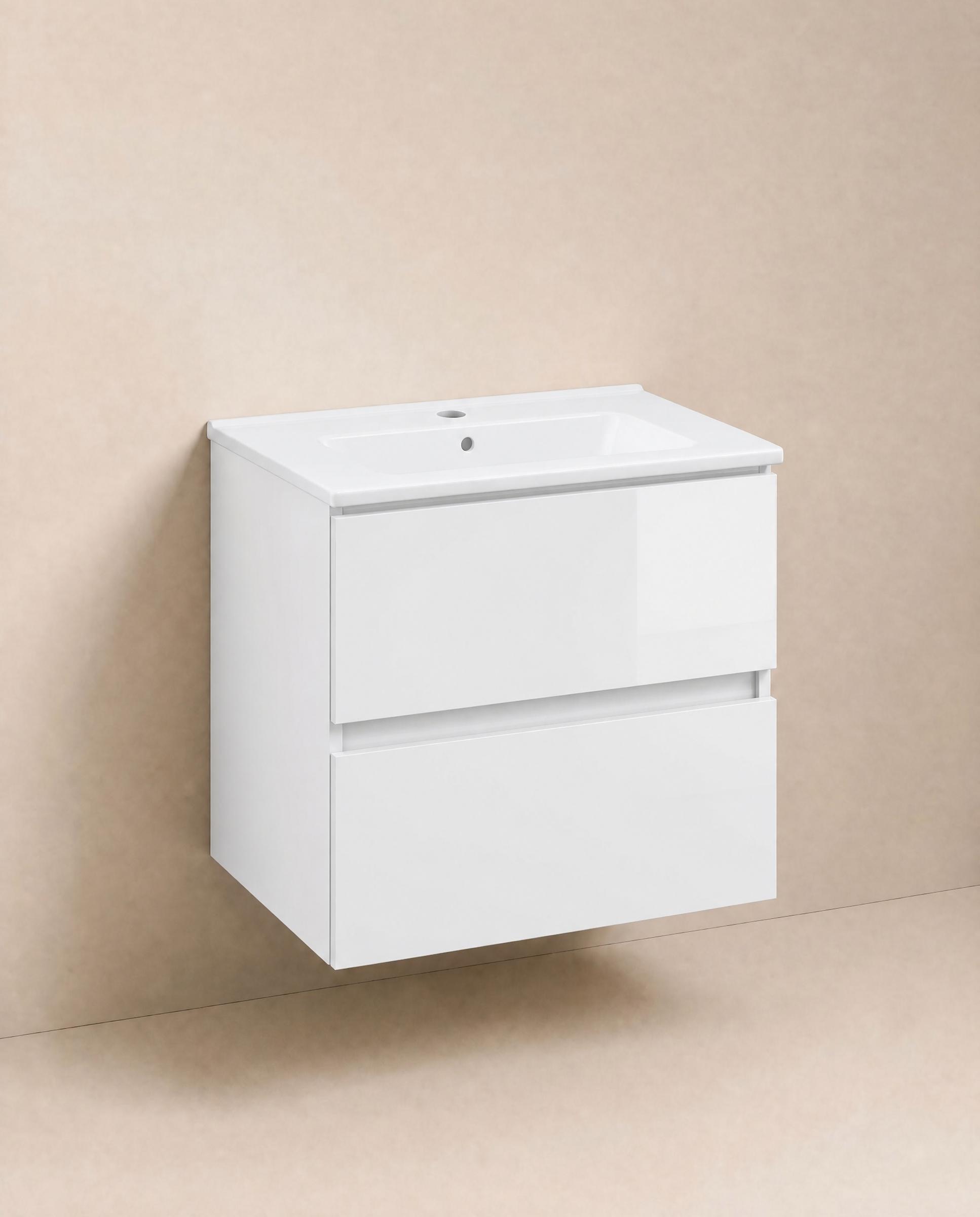 Cosmic - Mueble de baño suspendido con 2 cajones y lavabo de porcelana BBest Cosmic.