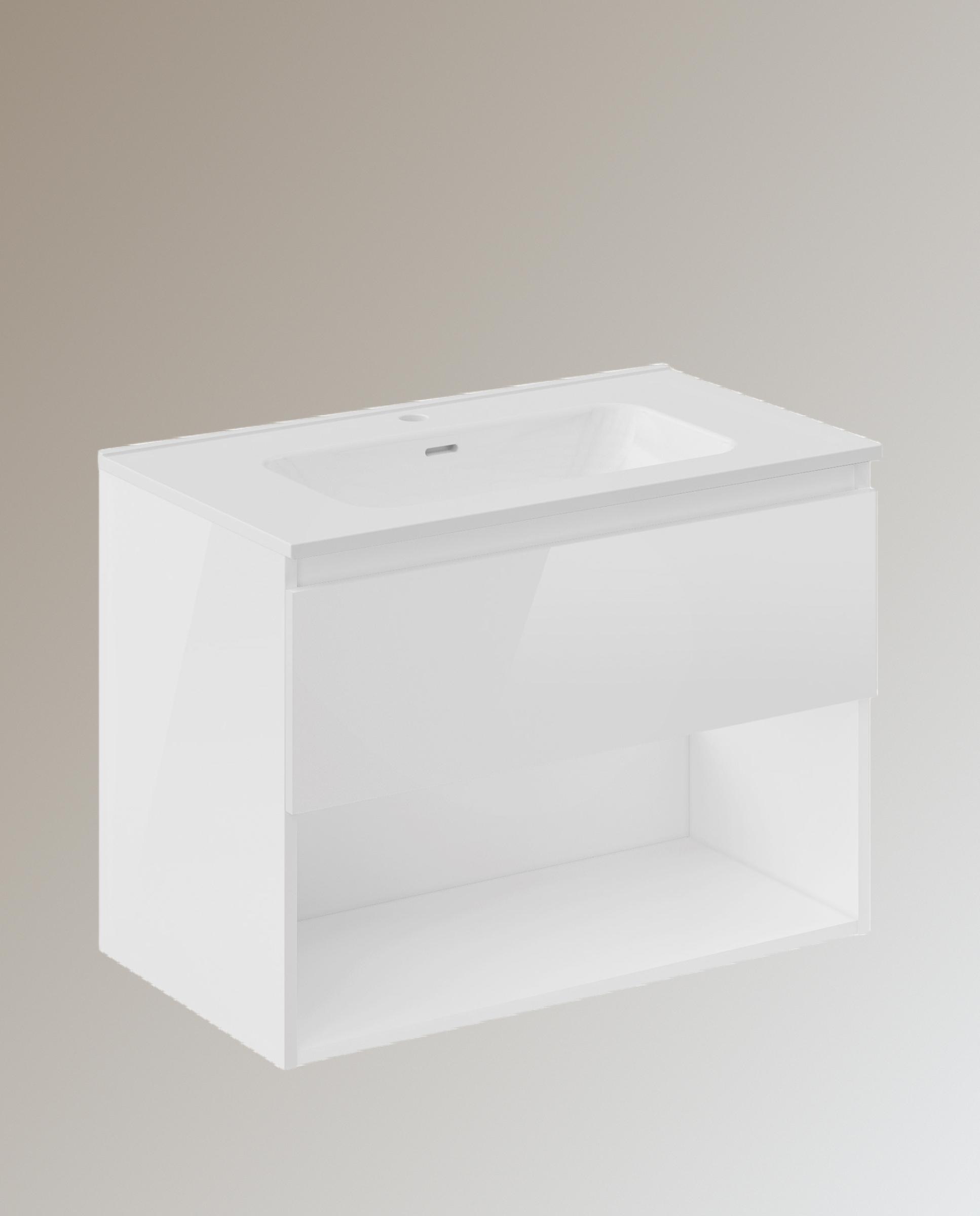 Cosmic - Mueble de baño suspendido con 1 cajón, 1 hueco y lavabo teckstone BBest Cosmic.