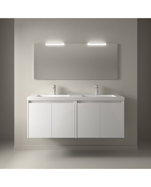 Mueble de baño con 4 puertas y lavabo de carga mineral Noja Salgar - Blanco gloss Blanco gloss-2
