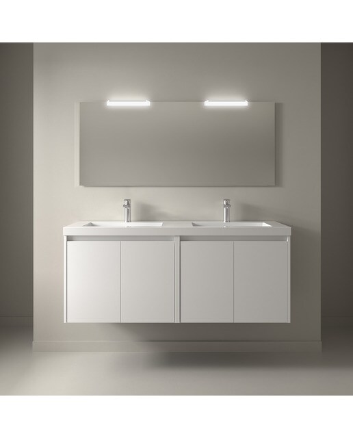 Mueble de baño con 4 puertas y lavabo de carga mineral Noja Salgar - Blanco Satín Blanco Satín-2