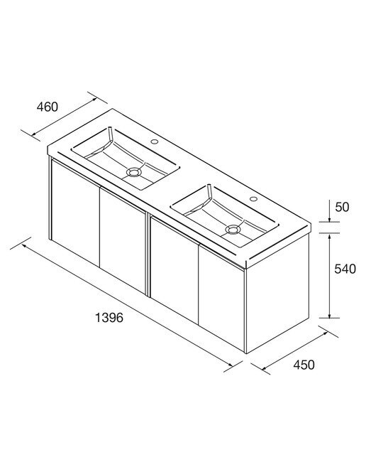 Mueble de baño con 4 puertas y lavabo de carga mineral Noja Salgar - Blanco Satín Blanco Satín-3