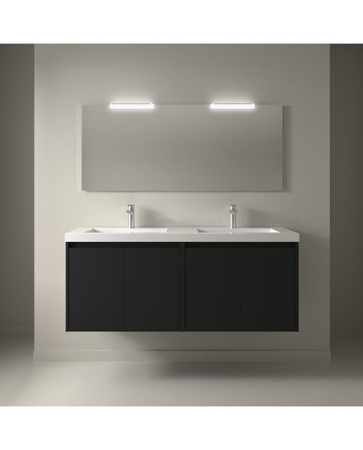 Mueble de baño con 4 puertas y lavabo de carga mineral Noja Salgar - Negro Satín Negro Satín-2