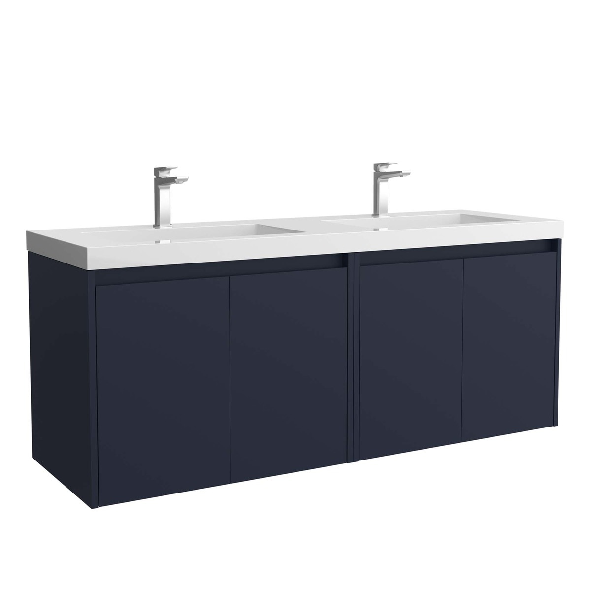 Mueble de baño con 4 puertas y lavabo de carga mineral Noja Salgar - Azul Satín Azul Satín-1