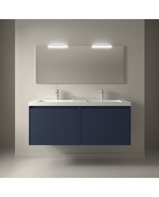 Mueble de baño con 4 puertas y lavabo de carga mineral Noja Salgar - Azul Satín Azul Satín-2