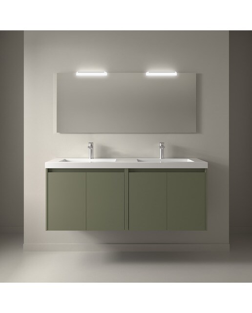 Mueble de baño con 4 puertas y lavabo de carga mineral Noja Salgar - Verde Satín Verde Satín-2